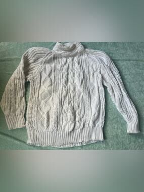 Vintage Hunters Run Chunky Knit Cream Sweater Coastal Grandmacore S